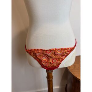 STUDIO PIA ARETHA Silk & Tulle Red Thong Panty Brief L, NWOT